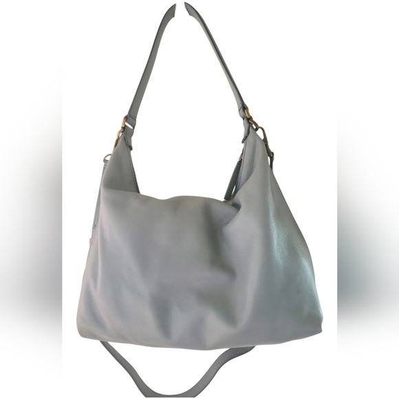 Fossil Vintage 1990s Light Blue Pebbled Leather Crossbody Shoulder Bag - Picture 4 of 13